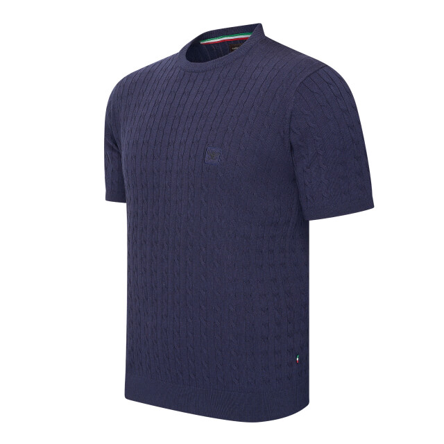 Cappuccino Italia Loreto cable knit tee CAP-LORETO-NVY-S large