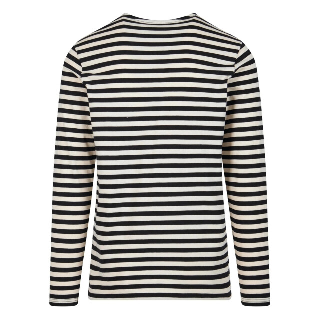 Urban Classics Heren gestreept normaal t-shirt met lange mouwen UTTN792_whitesandblack large