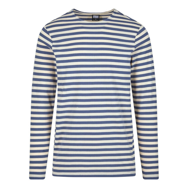 Urban Classics Heren gestreept normaal t-shirt met lange mouwen UTTN792_whitesandvintageblue large