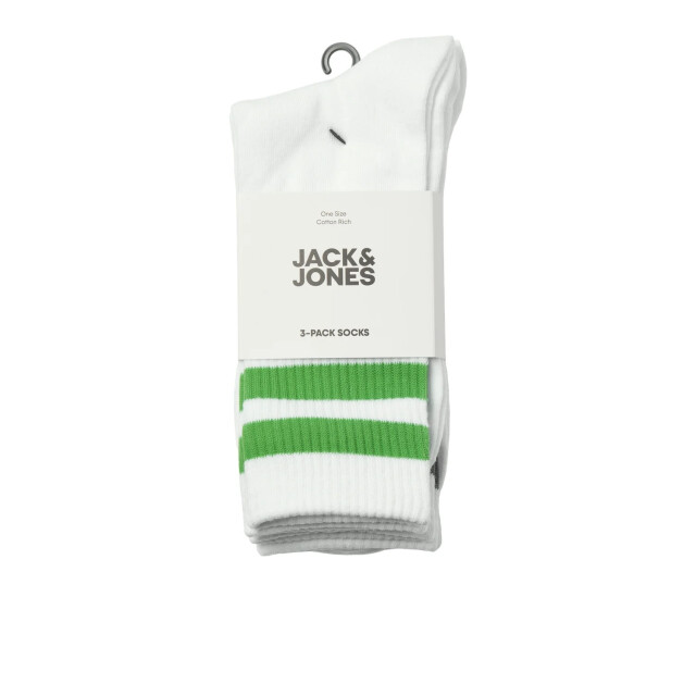 Jack & Jones Heren tennissokken gestreept wit jacdehli 3-pack 12273817 large