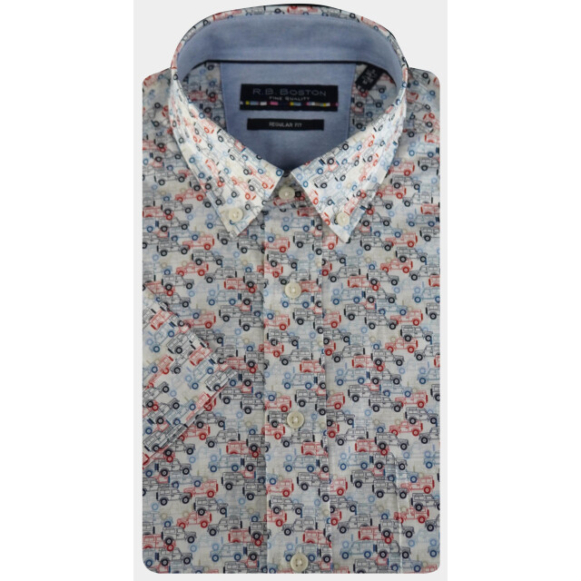 R.B. Boston Casual hemd korte mouw regular fit met autoprint 516670/310 184818 large