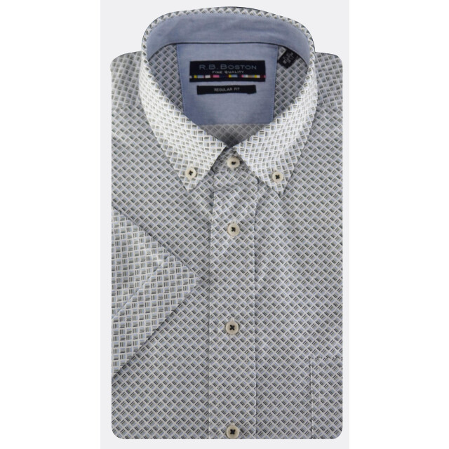 R.B. Boston Casual hemd korte mouw regular fit met fijne print 516670/732 184812 large