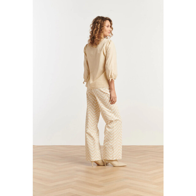 Smashed Lemon 25234 wide leg travel broek met zigzag print | 25234-010-720 large