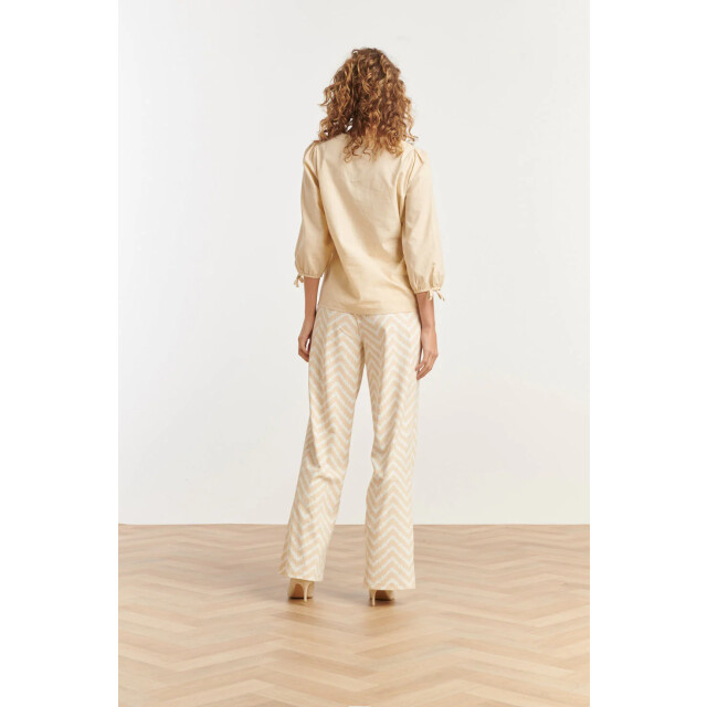 Smashed Lemon 25234 wide leg travel broek met zigzag print | 25234-010-720 large