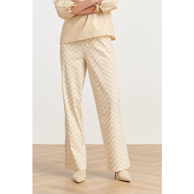 Smashed Lemon 25234 wide leg travel broek met zigzag print | 25234-010-720 large