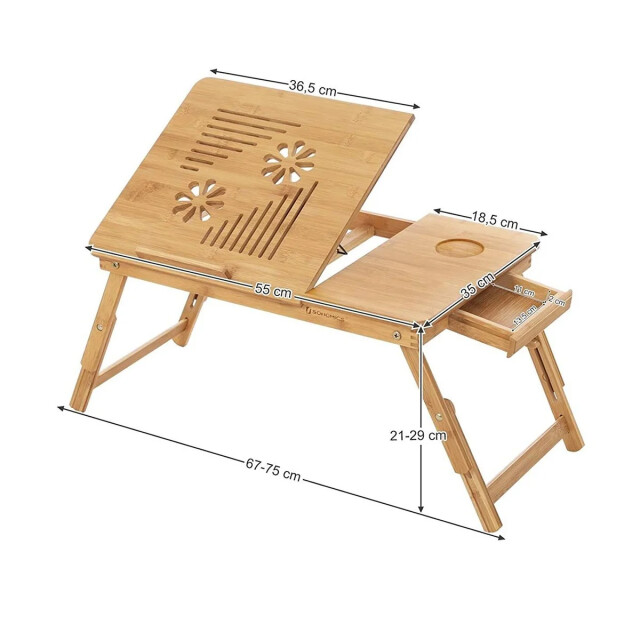 CaliCosy Opklapbare bamboe laptopstandaard met verstelbaar tafelblad l55 cm 2929430 large