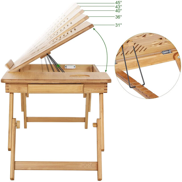 CaliCosy Opklapbare bamboe laptopstandaard met verstelbaar tafelblad l55 cm 2929430 large