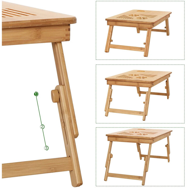 CaliCosy Opklapbare bamboe laptopstandaard met verstelbaar tafelblad l55 cm 2929430 large