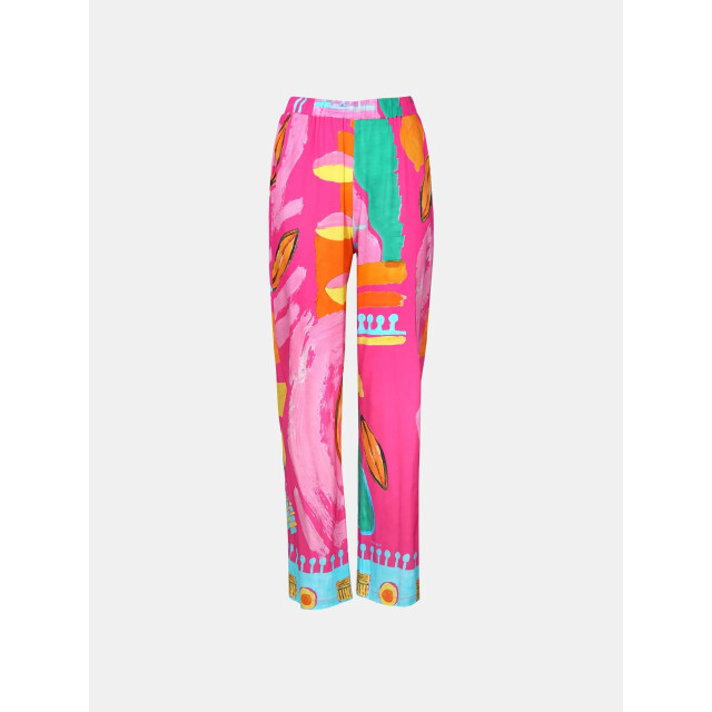 Mucho Gusto ® broek firenze magenta geverfd print MUCHO GUSTO® Broek Firenze Magenta Geverfd Print large