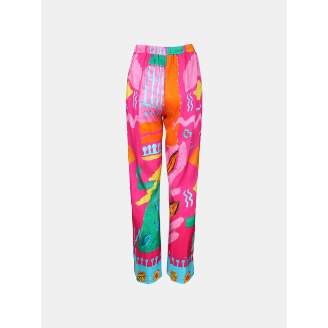 Mucho Gusto ® broek firenze magenta geverfd print MUCHO GUSTO® Broek Firenze Magenta Geverfd Print large