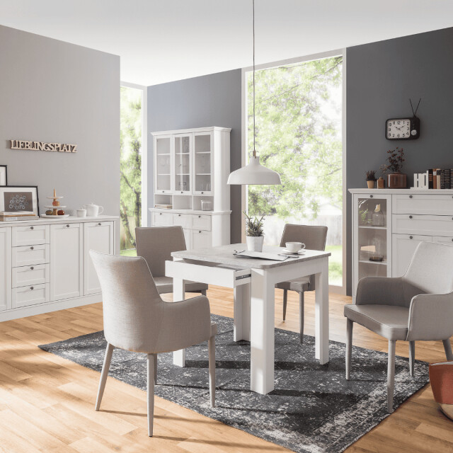CaliCosy Eettafel met afgeronde hoeken en 1 lade zonder handgreep, 80 cm oslo 3202274 large