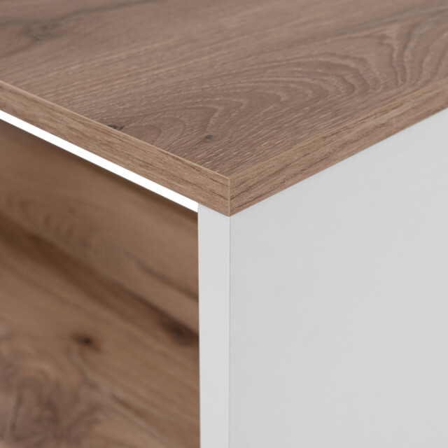 CaliCosy Eettafel met 3 opbergplanken, decor viking-eik en wit, 92 cm tampa 3202273 large