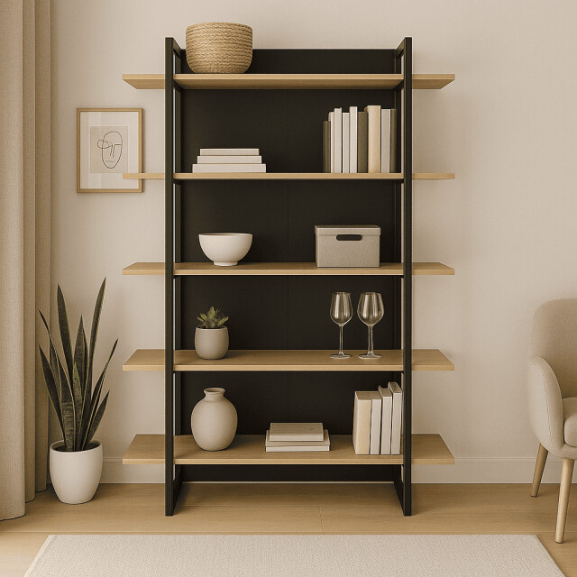 CaliCosy Industriële bibliotheek 5 planken l136 cm russel 2931901 large