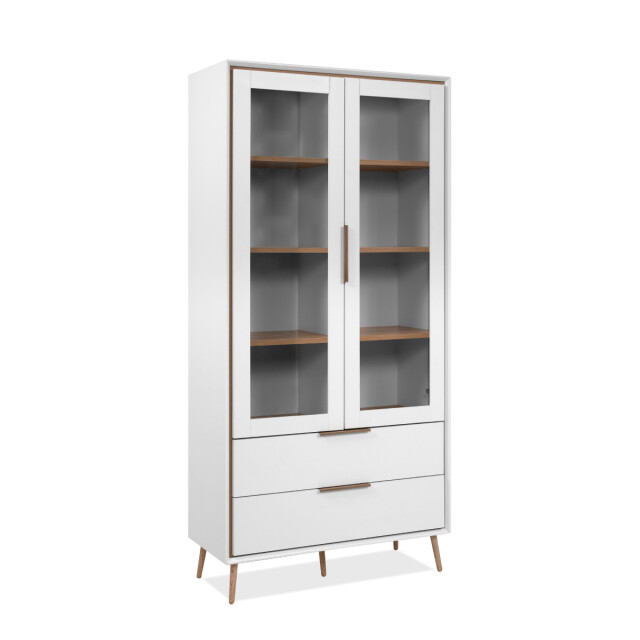 CaliCosy Hoog dressoir met 2 glazen deuren, 2 lades en 6 legplanken binnenin, 90 cm 3202269 large