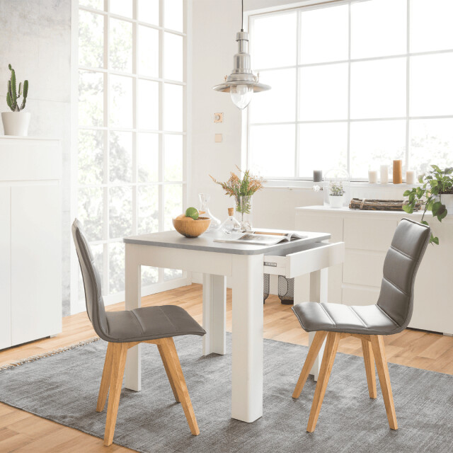 CaliCosy Eettafel met afgeronde hoeken en 1 lade zonder handgreep, 80 cm oslo 3202274 large