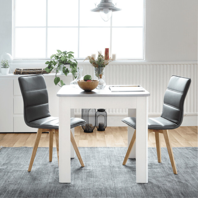 CaliCosy Eettafel met afgeronde hoeken en 1 lade zonder handgreep, 80 cm oslo 3202274 large