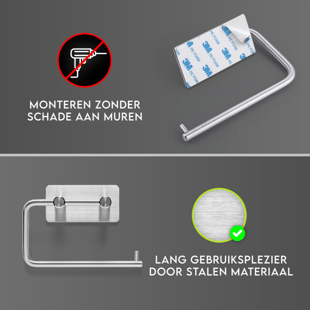 Xivada Wc rolhouder mara rvs zelfklevend 3m tape - 3193570 large