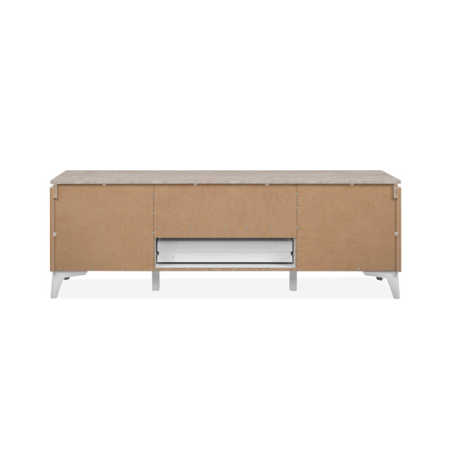 CaliCosy Tv-meubel met 2 deuren, 1 lade en 1 open vak, decor travertin en wit, 150 cm 3202266 large