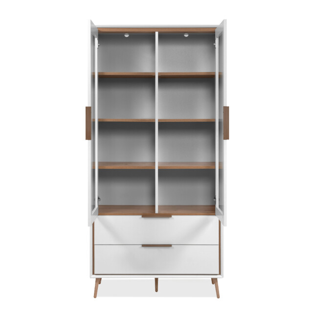 CaliCosy Hoog dressoir met 2 glazen deuren, 2 lades en 6 legplanken binnenin, 90 cm 3202269 large