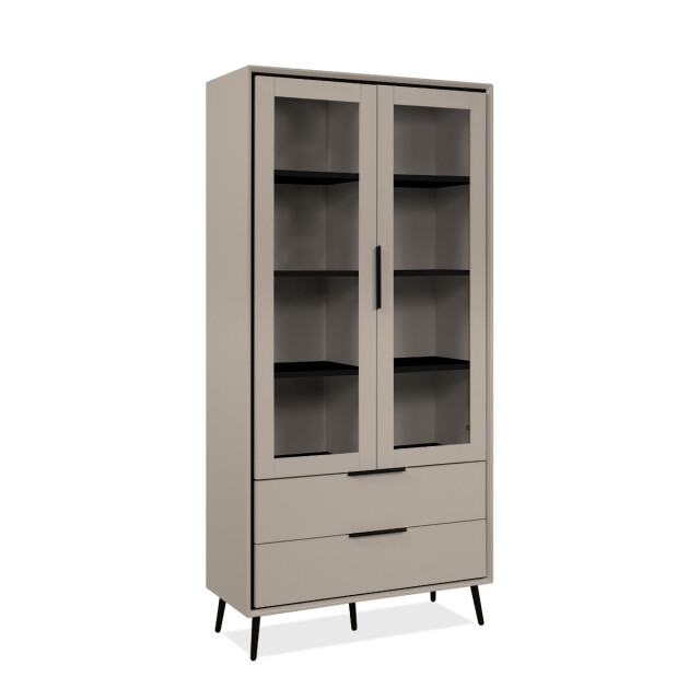 CaliCosy Hoog dressoir met 2 glazen deuren, 2 lades en 6 legplanken binnenin, 90 cm 3202270 large