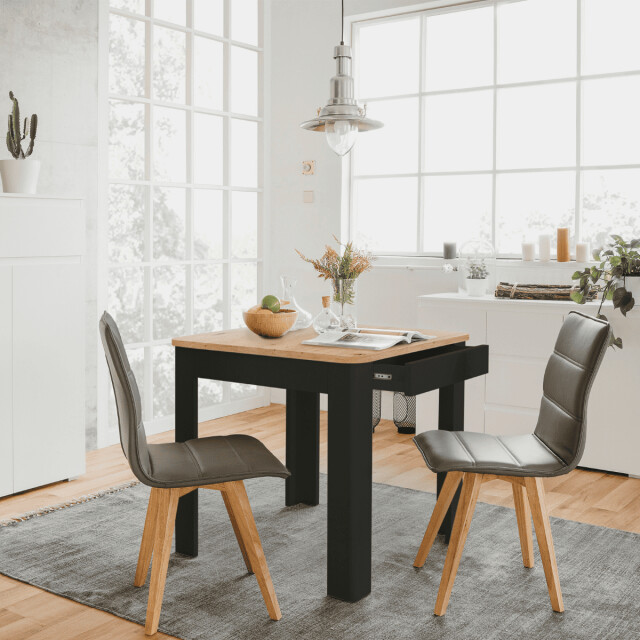 CaliCosy Eettafel met afgeronde hoeken en 1 lade zonder handgreep, 80 cm oslo 3202275 large