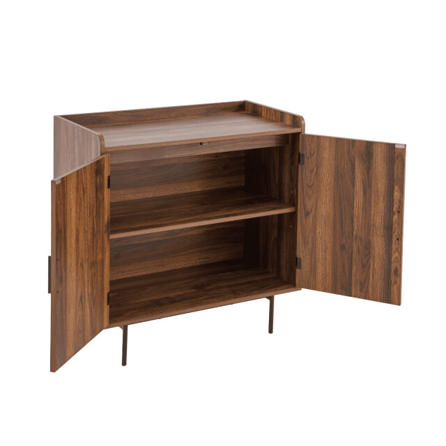 CaliCosy Dressoir met 2 deuren in notenhoutdecor met stoffen fronten l80 cm jetson 3196187 large