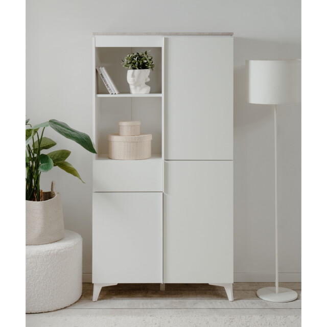 CaliCosy Hoog dressoir met 3 deuren, 3 legplanken, 1 lade en 2 open vakken, decor 3202265 large