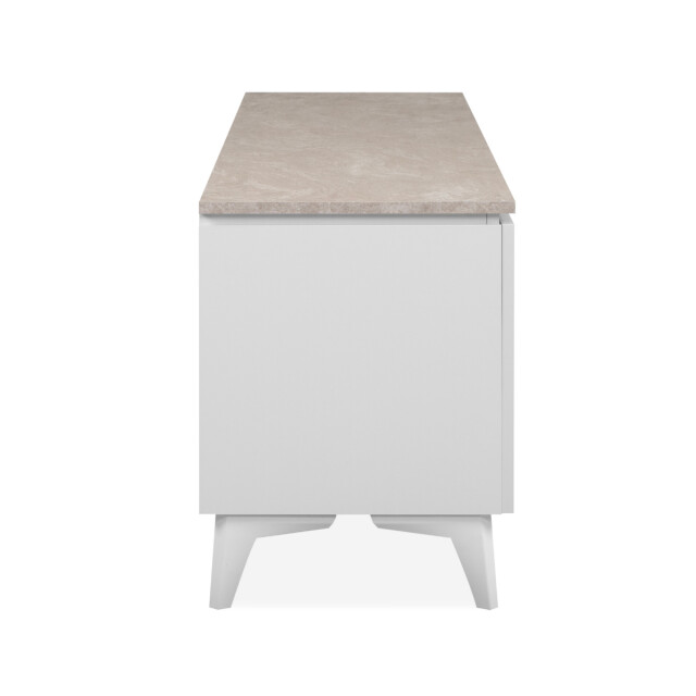 CaliCosy Tv-meubel met 2 deuren, 1 lade en 1 open vak, decor travertin en wit, 150 cm 3202266 large