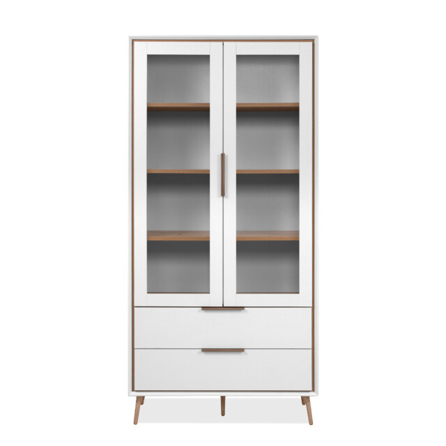 CaliCosy Hoog dressoir met 2 glazen deuren, 2 lades en 6 legplanken binnenin, 90 cm 3202269 large