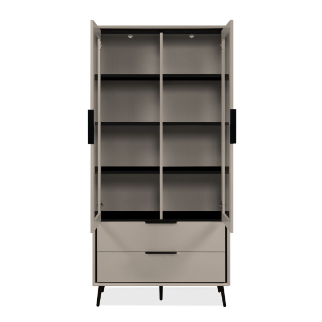 CaliCosy Hoog dressoir met 2 glazen deuren, 2 lades en 6 legplanken binnenin, 90 cm 3202270 large