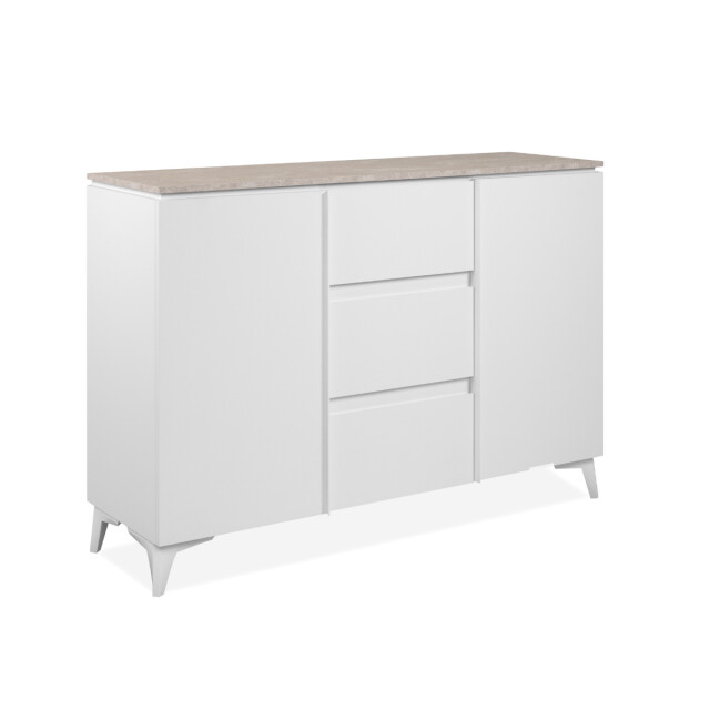 CaliCosy Commode met 2 deuren en 3 lades, decor travertin en wit, 133 cm bertrix 3202263 large