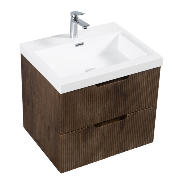 Badplaats Badkamermeubel set thermis 60cm rose wood badmeubel met wastafel 3202081 large