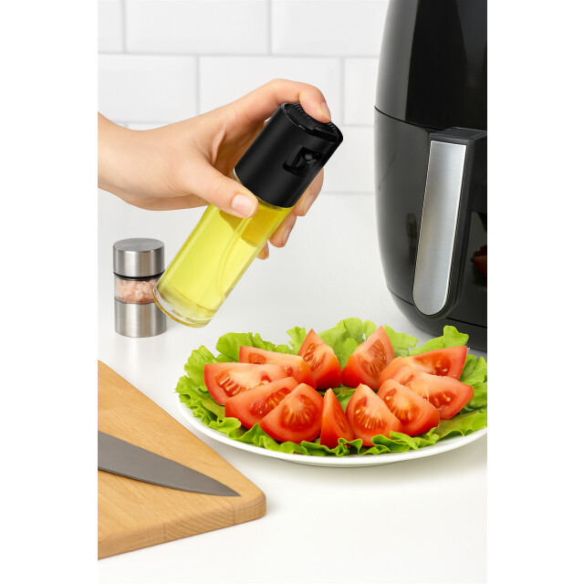 Casa di Elturo Oliespray & azijnverstuiver – rvs & glas – 18 cm salade of airfryer 3202082 large