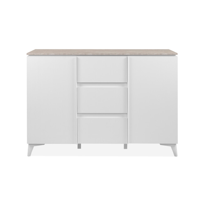 CaliCosy Commode met 2 deuren en 3 lades, decor travertin en wit, 133 cm bertrix 3202263 large