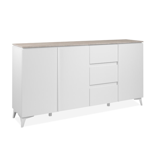 CaliCosy Dressoir met 3 deuren en 3 lades, decor travertin en wit, 177 cm bertrix 3202264 large