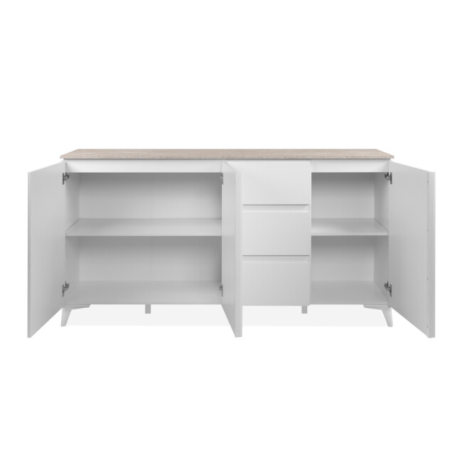 CaliCosy Dressoir met 3 deuren en 3 lades, decor travertin en wit, 177 cm bertrix 3202264 large