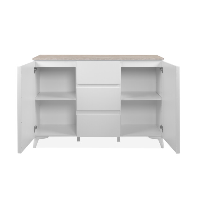 CaliCosy Commode met 2 deuren en 3 lades, decor travertin en wit, 133 cm bertrix 3202263 large