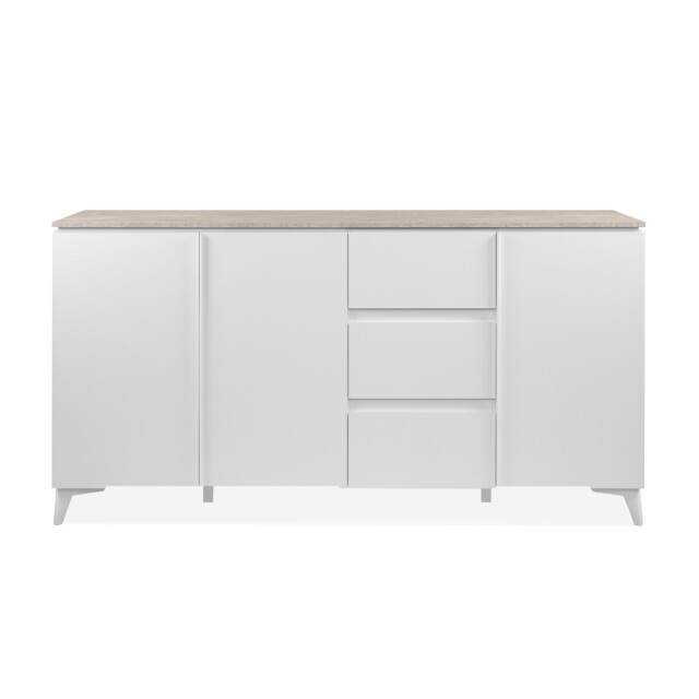 CaliCosy Dressoir met 3 deuren en 3 lades, decor travertin en wit, 177 cm bertrix 3202264 large