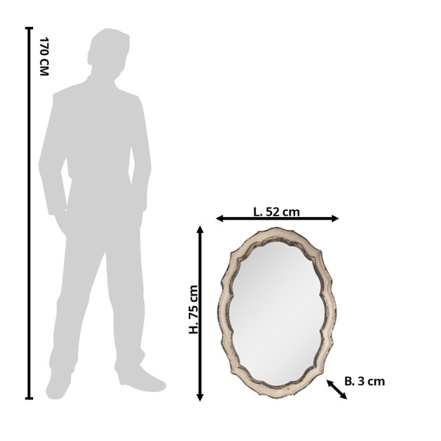 Clayre & Eef Spiegel 52x3x75 cm bruin hout glas wandspiegel 2649645 large