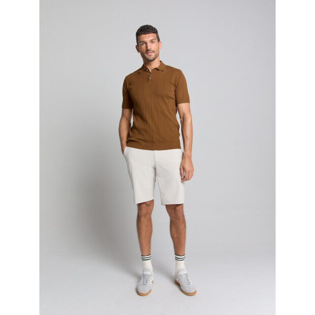 No Excess Pullover short sleeve polo button solid jacquard camel 5369.76.0050 large