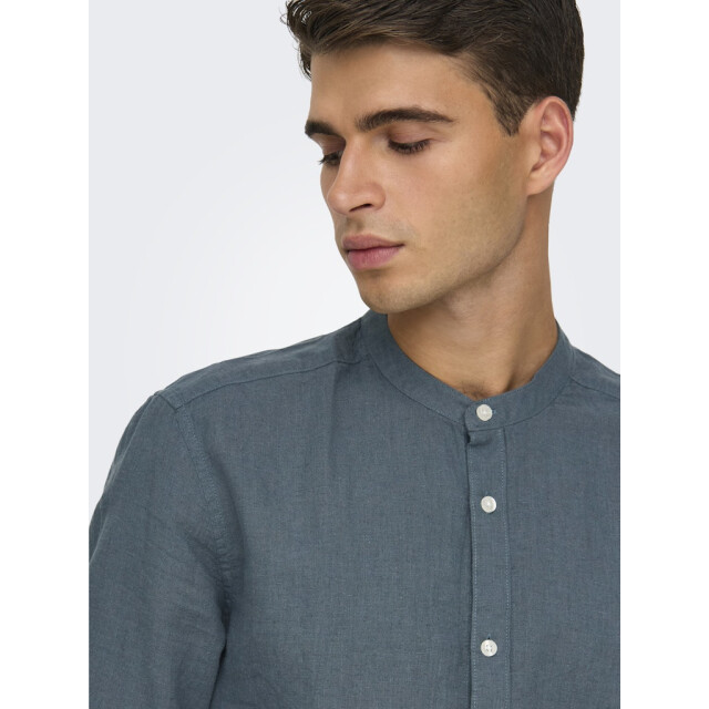 Only & Sons Onscaiden life ls solid linen mao n petrol 5319.36.0002 large