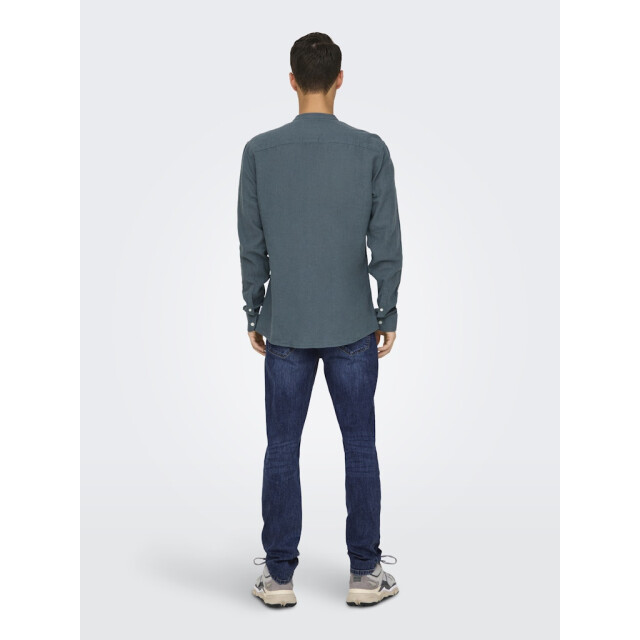 Only & Sons Onscaiden life ls solid linen mao n petrol 5319.36.0002 large