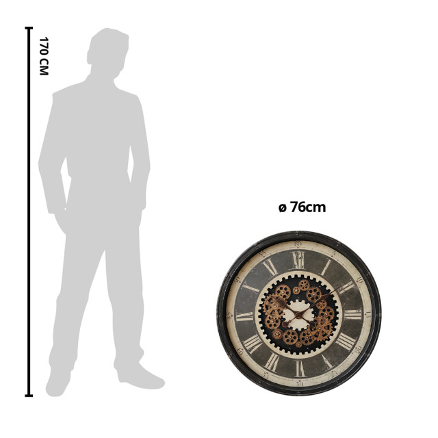 Clayre & Eef Wandklok Ø 76 cm beige kunststof rond muurklok 2040825 large