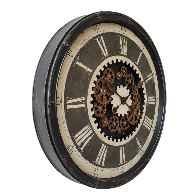 Clayre & Eef Wandklok Ø 76 cm beige kunststof rond muurklok 2040825 large
