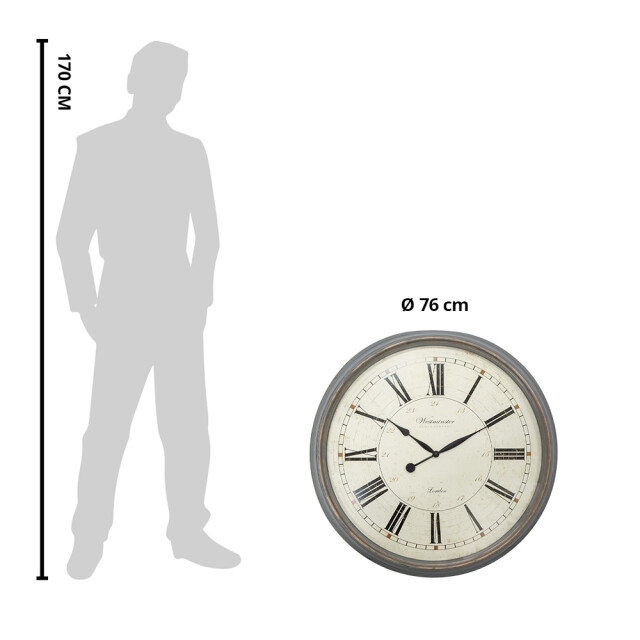 Clayre & Eef Wandklok Ø 76x6 cm beige kunststof glas westminster clock 2781802 large