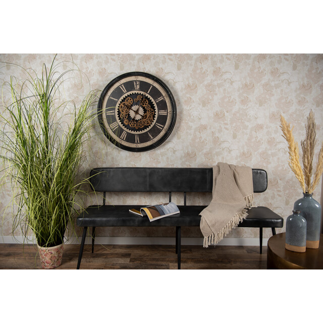 Clayre & Eef Wandklok Ø 76 cm beige kunststof rond muurklok 2040825 large
