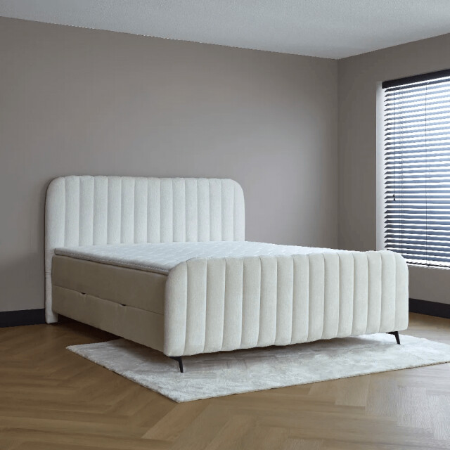 Beddenscout24 Boxspring bed met opbergruimte 180x200 cm gebroken wit opbergbed salva 3199364 large
