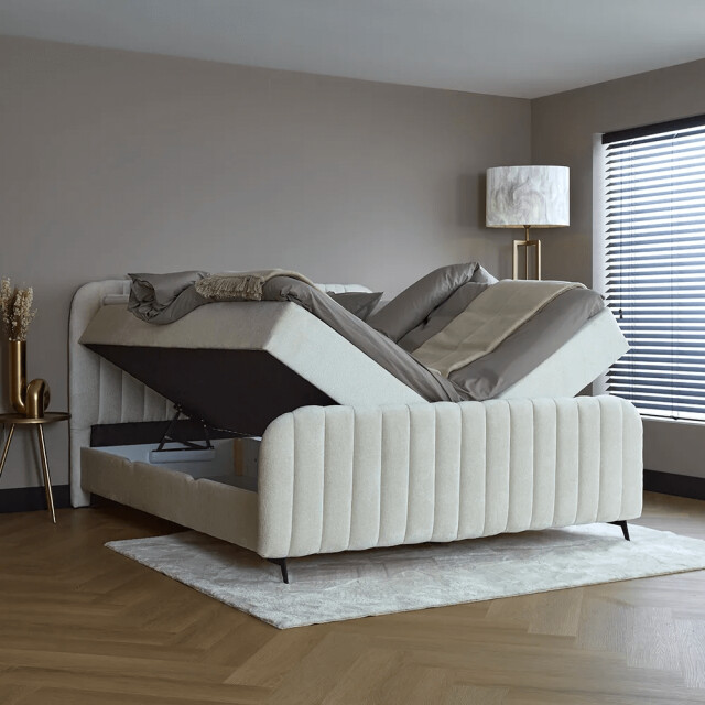 Beddenscout24 Boxspring bed met opbergruimte 180x200 cm gebroken wit opbergbed salva 3199364 large