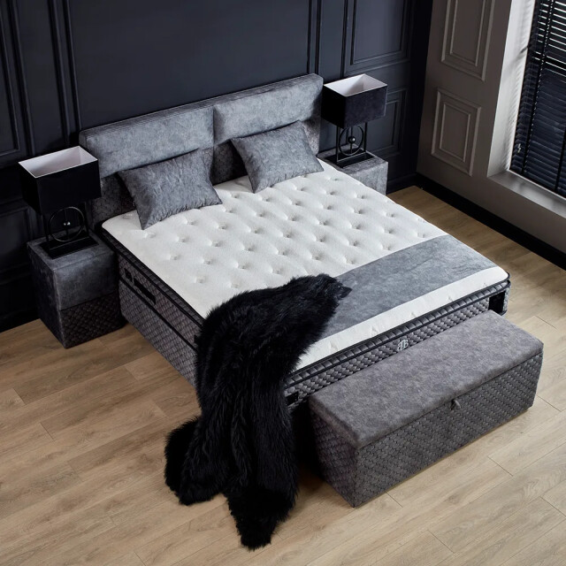 Beddenscout24 Boxspring bed met opbergruimte 140x200 cm - babylon inclusief 30 cm 3199401 large