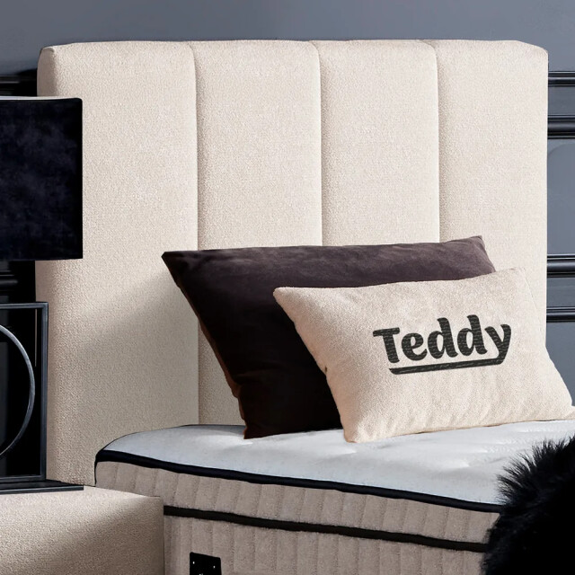 Beddenscout24 Boxspring bed met opbergruimte 90x200 cm wit teddy inclusief 28 cm matras 3199541 large